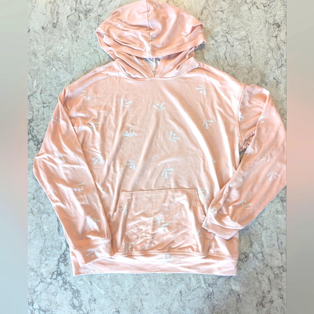 Evsie Peach Hoodie with White Pattern